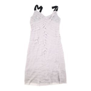 New Sharon Tiered Ruffle V Neck Slip Mini Dress Size Small Light Gray Black S